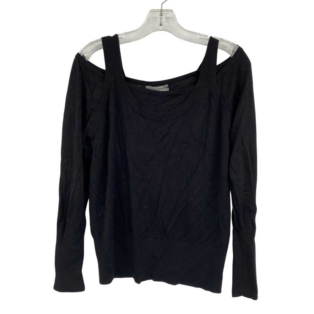 Anthropologie Black Long Sleeve Tee Scoop Neck Pullover Layered Top | Womens M
